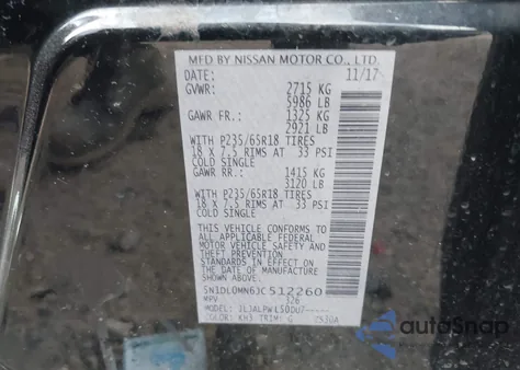 2018 Infiniti Qx60 z USA, uszkodzony, nr VIN 5N1DL0MN6JC512260